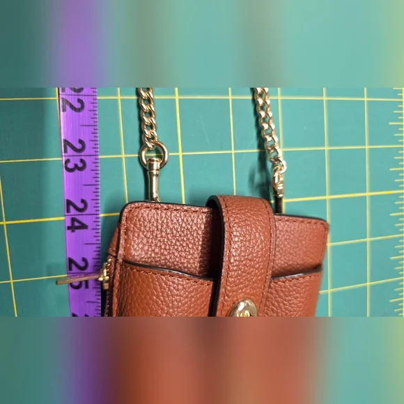 COACH Brown Leather Crossbody Phone Bag - Picture 10 of 15